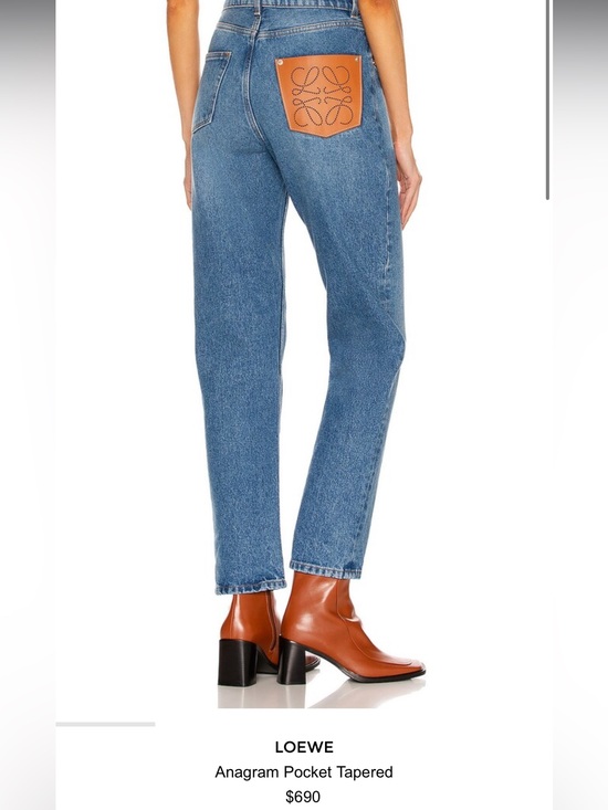 Loewe Denim - Loewe Medium Blue Straight-Leg Jeans with Tan Leather Patch